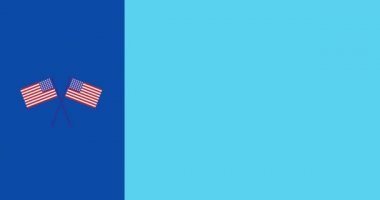 Rüzgâr hayranı ve mavi arka planda Amerikan bayrağı simgeleri üzerine Bağımsızlık Günü mesajınız kutlu olsun. Amerikan bağımsızlık günü konsepti