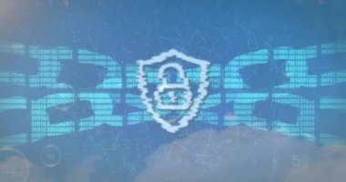 Çevrimiçi güvenlik zinciri ve asma kilidi olan 5G metin animasyonu. küresel çevrimiçi güvenlik, teknoloji ve dijital arayüz kavramı dijital olarak oluşturulmuş video.