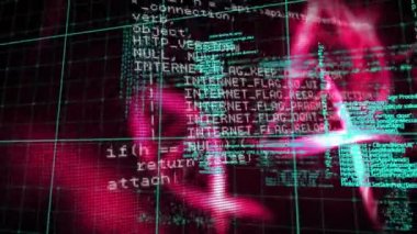 DNA iplikçiklerinin ve bilimsel veri işlemenin animasyonu. küresel bilim, araştırma ve veri işleme kavramı dijital olarak oluşturulmuş video.