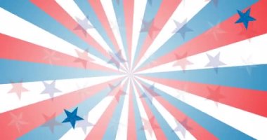 Amerikan bayrağı üzerinde yıldız ve çizgilerin animasyonu. Vatanseverlik ve kutlama konsepti dijital olarak oluşturulmuş imaj.