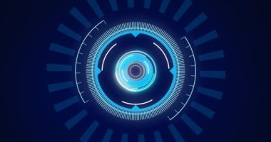 Dürbün taraması ve dijital ekranda veri işleme animasyonları. küresel teknoloji, dijital arayüz ve veri işleme kavramı dijital olarak oluşturulmuş video.