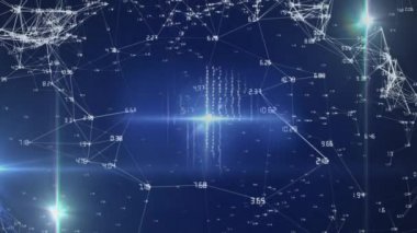 Dijital ekranda bağlantı ağının ve veri işleme ağının animasyonu. küresel teknoloji, dijital arayüz ve veri işleme kavramı dijital olarak oluşturulmuş video.