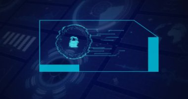 Animation of online security padlock and data processing over digital screen. global technology and digital interface concept digitally generated video.