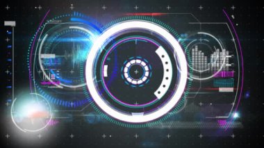 Dürbün taraması ve dijital ekranda veri işleme animasyonları. küresel teknoloji ve dijital arayüz kavramı dijital olarak oluşturulmuş video.