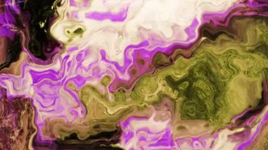 Canlı mor ve yeşil sıvının hipnotik hareketlerle akışının animasyonu. renk ve desen konsepti dijital olarak oluşturulmuş video.