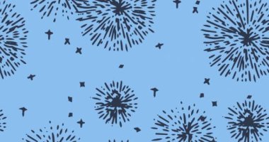 Mavi arka planda hareket eden siyah havai fişek animasyonu. Vatanseverlik ve kutlama konsepti dijital olarak oluşturulmuş imaj.