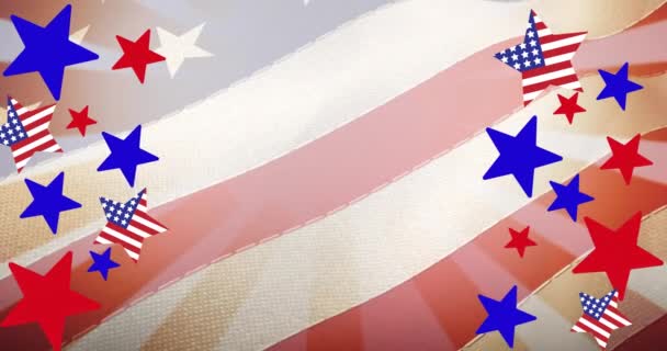 Animación Estrellas Rayas Sobre Bandera Americana Patriotismo Concepto Celebración Imagen — Vídeo de stock