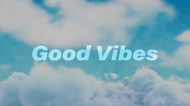 Animation Good Vibes Text Clouds Background Retro Video Game Communication — Stock Video