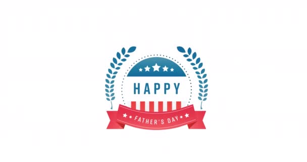 Animation Fathers Day Text Moving White Background Patriotism Celebration Concept — Stock Video