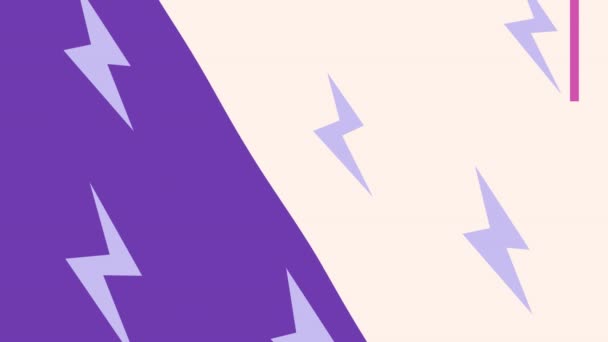 紫色のジグザグとピンクのラインのアニメーションと白と紫の背景に葉 色とパターンの概念をデジタルで生成し — ストック動画