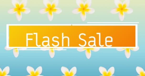 Animación Texto Venta Flash Sobre Banner Flores Fondo Retro Ventas — Vídeos de Stock