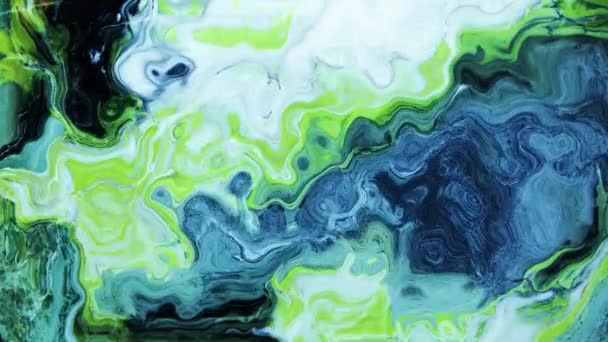 Animatie Van Levendige Gekleurde Groene Blauwe Vloeistof Die Hypnotiserende Beweging — Stockvideo