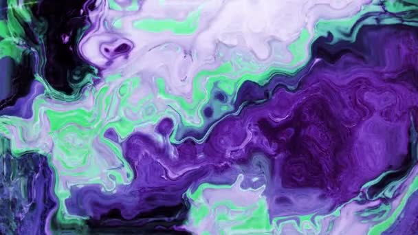 Animación Vibrante Líquido Color Púrpura Verde Fluyendo Movimiento Hipnótico Concepto — Vídeos de Stock