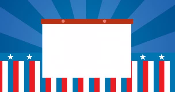 Animation Token Template Card American Flag Moving Blue Background Patriotism — Stock Video