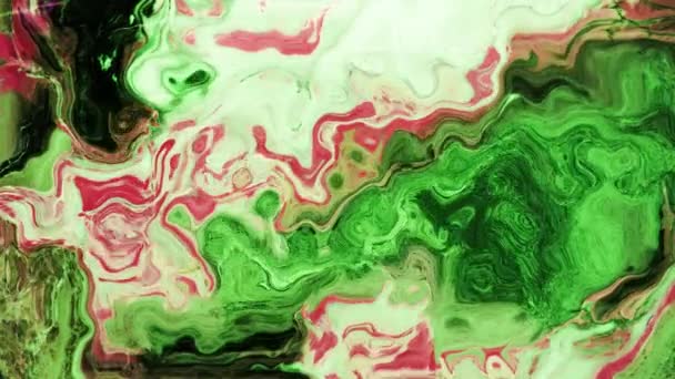 Анимирование Жирной Зеленой Красной Жидкости Текущей Гипнотическом Движении Цвет Концепция — стоковое видео