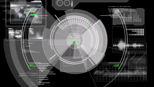 Animering Skannrar Och Databehandling Över Digital Skärm Global Teknik Och — Stockvideo