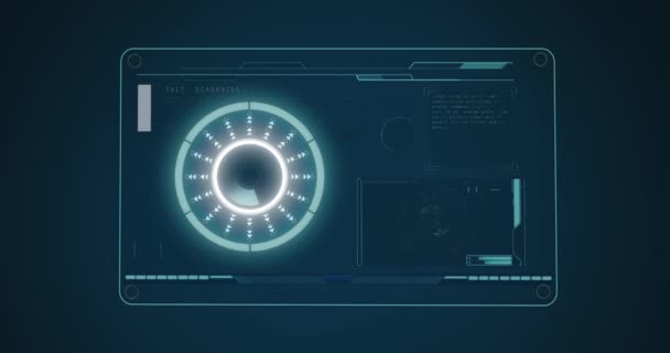 Animación Del Escaneo Alcances Procesamiento Datos Pantalla Digital Tecnología Global — Vídeos de Stock