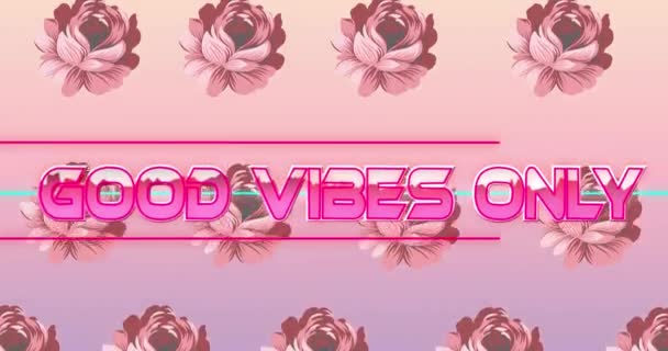 Animation Bonnes Vibrations Que Texte Lettres Métalliques Sur Des Fleurs — Video