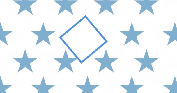 Animación Digital Diseño Bandera Americana Contra Múltiples Estrellas Azules Fondo — Vídeos de Stock