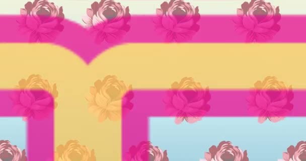 Arka Plandaki Çiçeklerin Üzerindeki Konuşma Balonunda Indirimli Metin Animasyonu Retro — Stok video