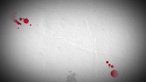 Animation Drops Red Blood Falling Wisps Grey Smoke White Background — Stock Video