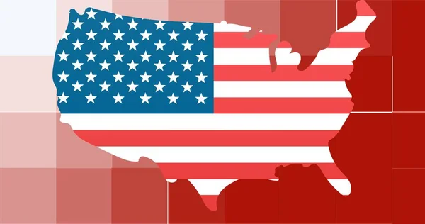 Composition Map Usa American Flag Pixelated Background Patriotism Independence Celebration — Foto Stock