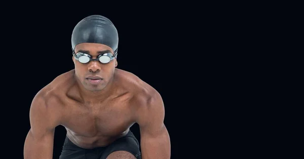 男性游泳运动员的组成 其复制空间与黑色背景隔离 体育与竞争概念数字生成的图像 — 图库照片