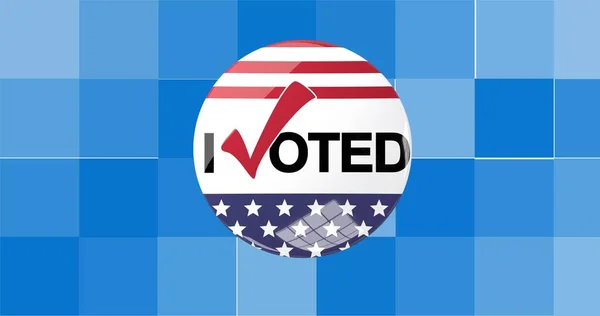 Composition Voted Text Badge American Flag Pixelated Background Patriotism Independence — Stockfoto