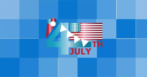 Komposition Des Textes Vom Juli Mit Amerikanischer Flagge Auf Pixeligem — Stockfoto