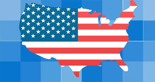 Composition Map Usa American Flag Pixelated Background Patriotism Independence Celebration — Photo