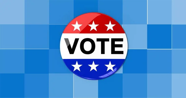 Composition Vote Text Badge American Flag Pixelated Background Patriotism Elections — Stock Photo, Image