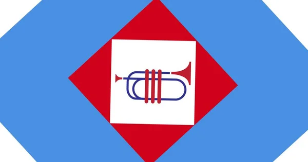 Composition Trumpet American Flag Colours Red Blue White Background Patriotism — Foto de Stock