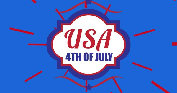 Usa July Text American Flag Color Blue Background 미국의 색상을 — 스톡 사진