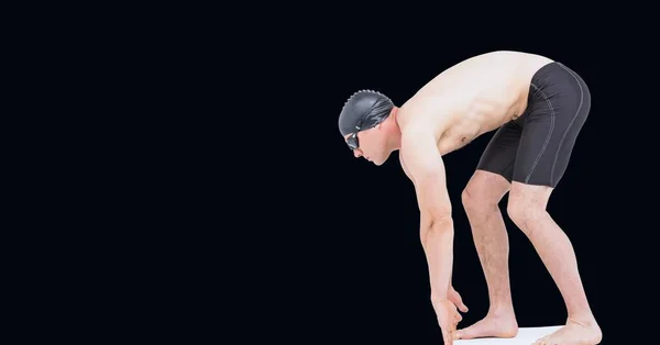배경에 공간으로 시작하는 위에서 수영하는 수컷의 스포츠 디지털 이미지 — 스톡 사진