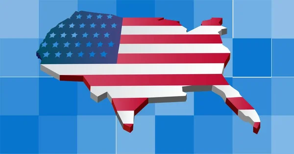 ピクセル化された背景にアメリカの旗を持つUsaの地図の構成 愛国心独立お祝いのコンセプトデジタルで生成されたイメージ — ストック写真