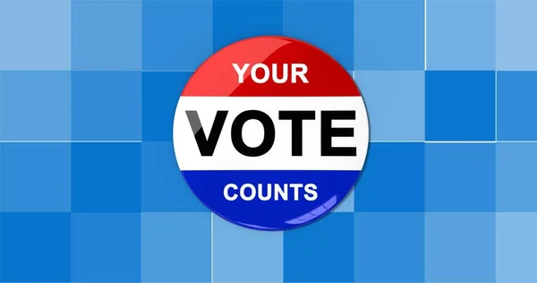 Composition Your Vote Counts Text Badge American Flag Pixelated Background — Stockfoto