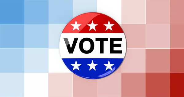 Composition Vote Text American Flag Badge Pixelated Background Patriotism Independence — Stockfoto