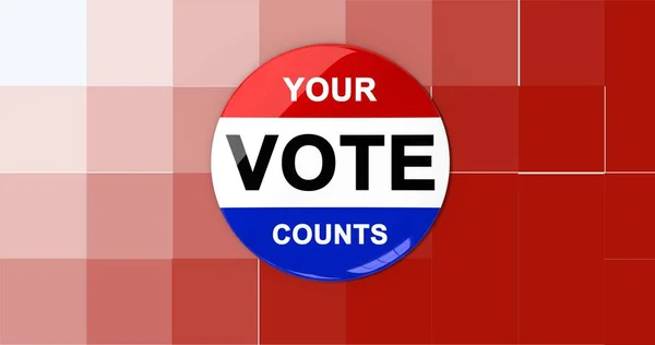 Composition Your Vote Counts Text Badge American Flag Pixelated Background — Stockfoto