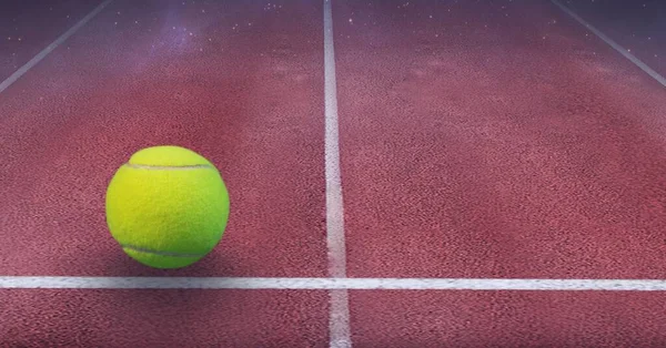 Σύνθεση Της Μπάλας Του Τένις Χώρο Αντιγραφής Στο Γήπεδο Τένις — Φωτογραφία Αρχείου