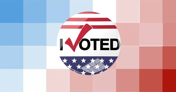 Composition Voted Text American Flag Badge Pixelated Background Patriotism Independence — Stock Photo, Image