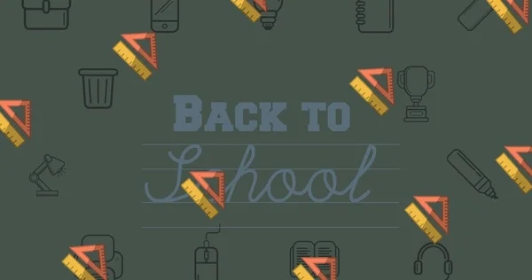 Composition Set Squares Rulers Text Back School School Related Icons — Foto de Stock