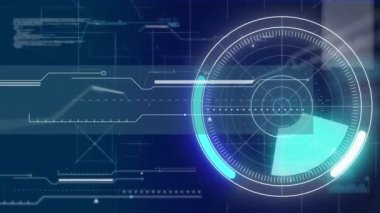 Kapsam taraması ve veri işleme animasyonu. küresel teknoloji, veri işleme ve dijital arayüz kavramı dijital olarak oluşturulmuş video.