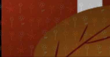 Hipnotik hareketlerle hareket eden yaprakların ve çiçeklerin üzerindeki sonbahar satışı metninin animasyonu. perakende, satış ve tasarruf konsepti dijital olarak oluşturulmuş video.