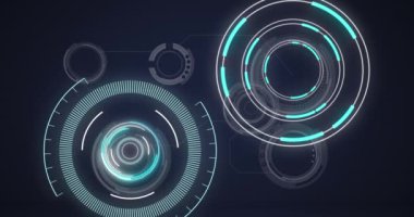 Dürbün taraması ve veri işleme animasyonları. küresel teknoloji ve dijital arayüz kavramı dijital olarak oluşturulmuş video.