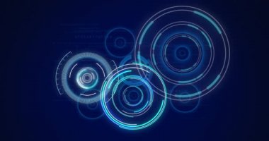 Dürbün taraması ve veri işleme animasyonları. küresel teknoloji, veri işleme ve dijital arayüz kavramı dijital olarak oluşturulmuş video.