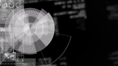 Kapsam taraması ve veri işleme animasyonu. küresel teknoloji, veri işleme ve dijital arayüz kavramı dijital olarak oluşturulmuş video.