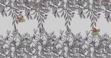 Gri arka planda hipnotik hareket eden çiçeklerin animasyonu. renk, doğa, model ve hareket konsepti dijital olarak oluşturulmuş video.