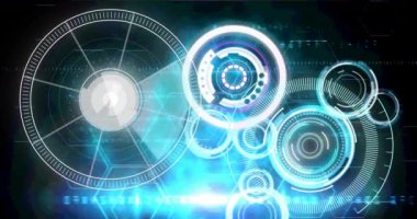 Dürbün taraması ve veri işleme animasyonları. küresel teknoloji, veri işleme ve dijital arayüz kavramı dijital olarak oluşturulmuş video.