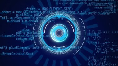 Kapsam taraması ve veri işleme animasyonu. küresel teknoloji, veri işleme ve dijital arayüz kavramı dijital olarak oluşturulmuş video.