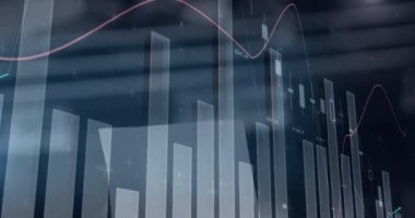 İstatistik ve finansal veri işleme animasyonu. küresel iş, veri işleme ve teknoloji konsepti dijital olarak oluşturulmuş video.